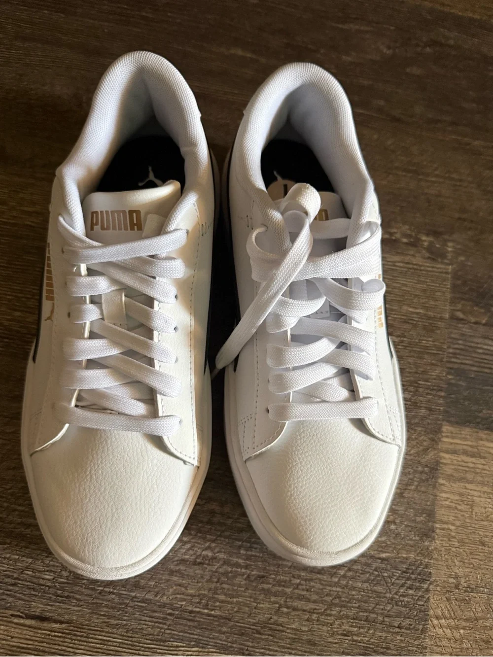 Puma White  Low-Top Sneakers with Gold Logo